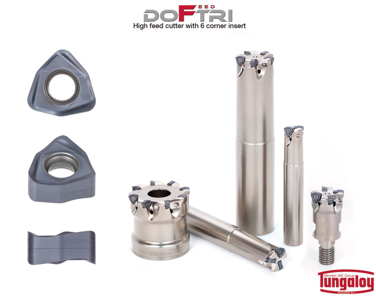 Tungaloy Unveils DoFeedTri High-Feed Milling Cutter with 6 Cutting Edge Inserts